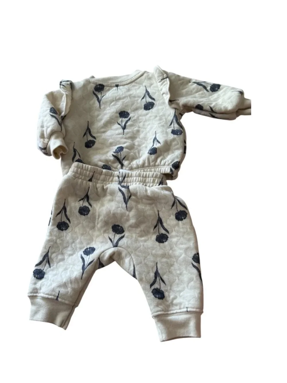 Carter’s Baby Quilted Floral Sweatshirt & Jogger Set 0-3 Months Cream Navy